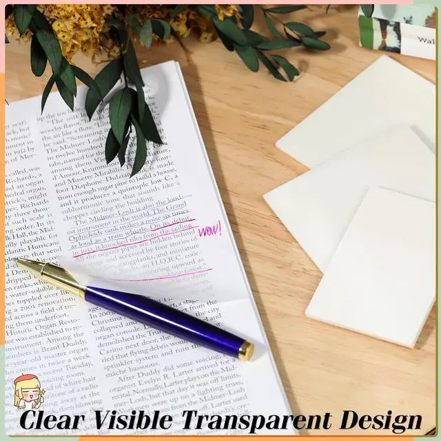 Alt view image 4 of 7 - Transparent Sticky Notes, 6 Sizes Clear Sticky Notes Pads, Waterproof Self-Adhesive Translucent Sticky Notes for Annotating Books, See Through PET Notes for School & Office