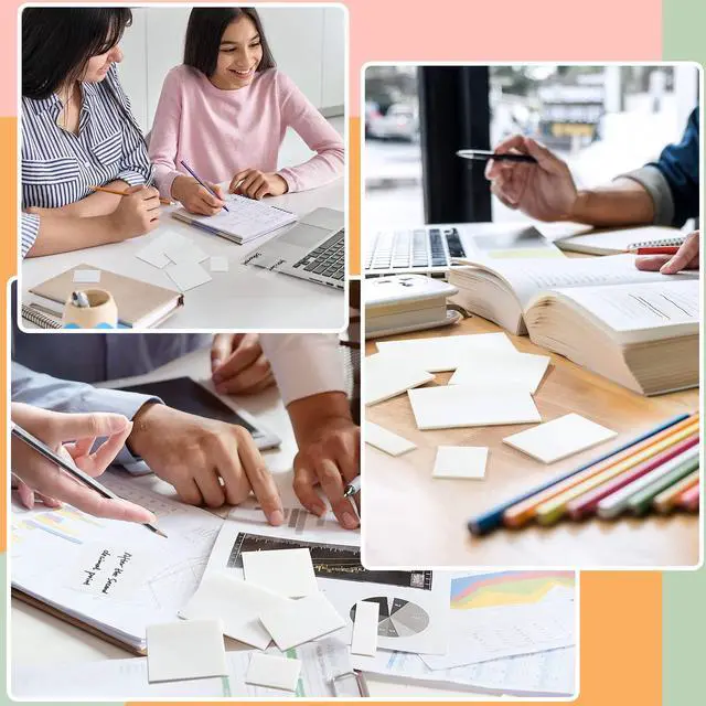 Alt view image 7 of 7 - Transparent Sticky Notes, 6 Sizes Clear Sticky Notes Pads, Waterproof Self-Adhesive Translucent Sticky Notes for Annotating Books, See Through PET Notes for School & Office