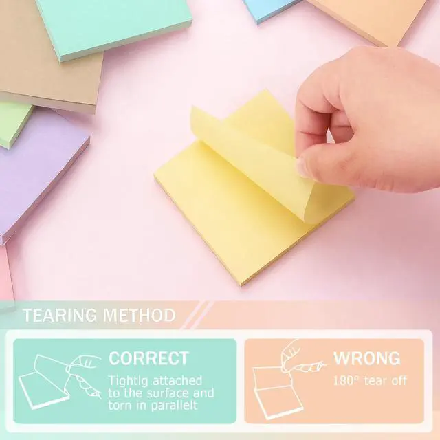 Alt view image 5 of 7 - Sticky Notes 3x3 Inch 8 Pack Pastel Colors, 80 Sheets/Pad