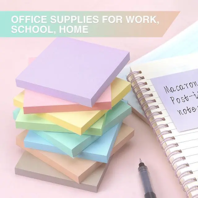 Alt view image 6 of 7 - Sticky Notes 3x3 Inch 8 Pack Pastel Colors, 80 Sheets/Pad