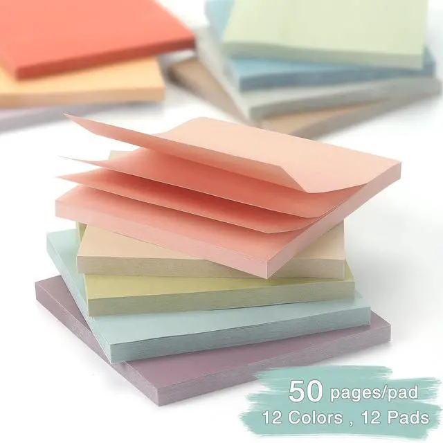 Alt view image 5 of 7 - Sticky Notes 3x3 Inch 12 Pack Vintage Colors, 50 Sheets/Pad