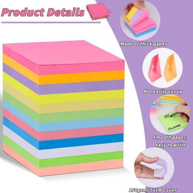 Alt view image 3 of 7 - Sticky Notes Bulk 3x3 Inch 12 Colors Self Stick Memo Pads