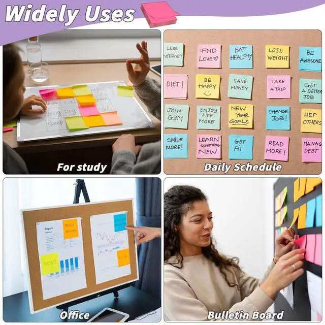 Alt view image 7 of 7 - Sticky Notes Bulk 3x3 Inch 12 Colors Self Stick Memo Pads