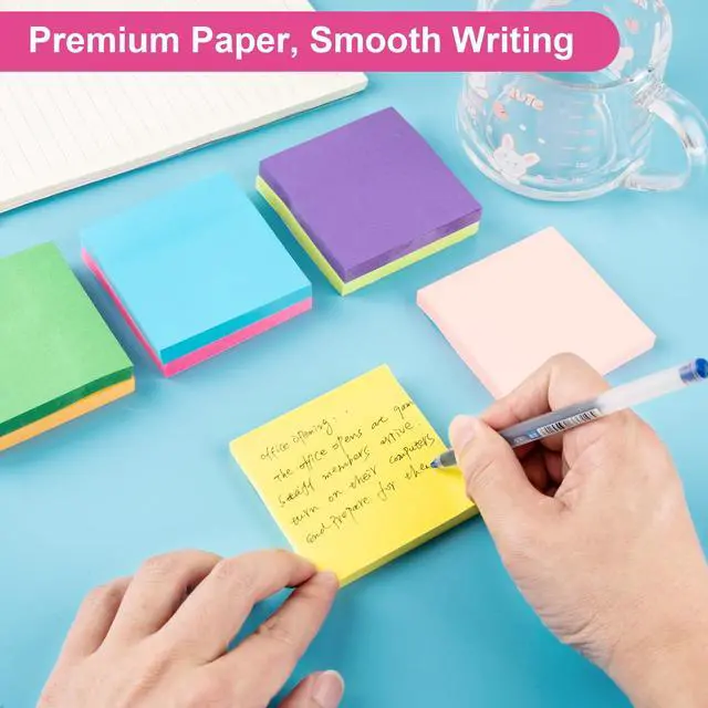 Alt view image 5 of 7 - Sticky Notes 3x3 Inch, 8 Pads, 800 Sheets, 8 Bright Colors Sticky Note Pad, Bulk Self-Stick Pads, Home Office School Supplies, Clean Removal, Recyclable, Easy to Post for Notebook, 100 Sheets/Pad