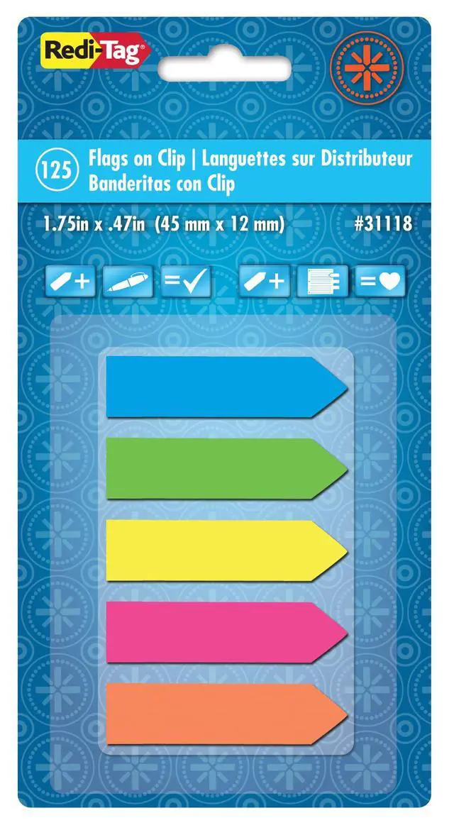 Alt view image 5 of 5 - Color Arrow Flags in Handy Clip-On Holder, 5 Assorted Colors, Custom Message Flags, 125 Flags per Pack, 1-5/8" x 15/32" (B31118)