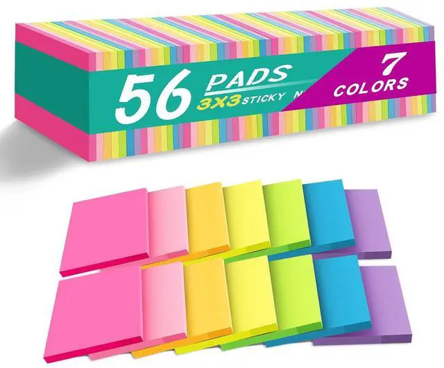 Main image of Sticky Notes Bulk 3x3 in Post Bright Stickies Colorful Memo Pads