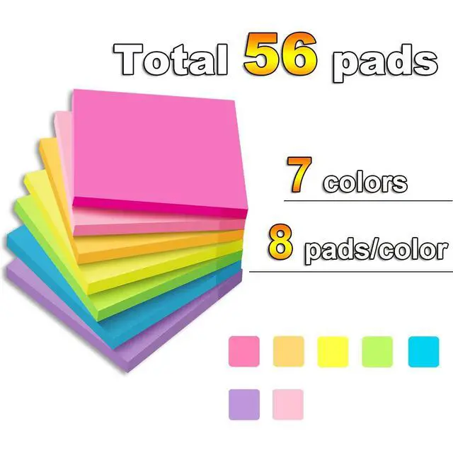 Alt view image 2 of 7 - Sticky Notes Bulk 3x3 in Post Bright Stickies Colorful Memo Pads