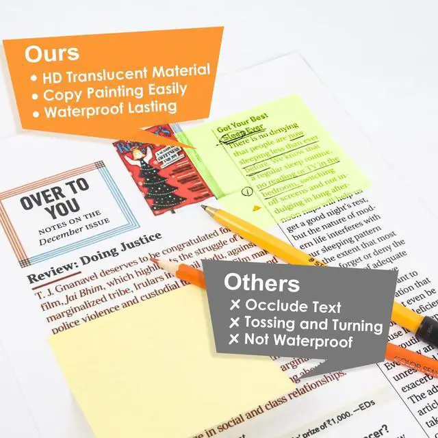 Alt view image 4 of 7 - Transparent Sticky Notes 500 Pcs, Clear Sticky Notes Waterproof Translucent Color Memo Pad 3 x 3 inch, See Through Notes for Office College School Supplies Pads