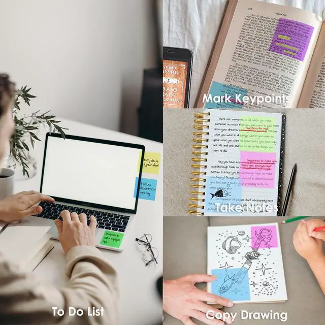Alt view image 6 of 7 - Transparent Sticky Notes 500 Pcs, Clear Sticky Notes Waterproof Translucent Color Memo Pad 3 x 3 inch, See Through Notes for Office College School Supplies Pads