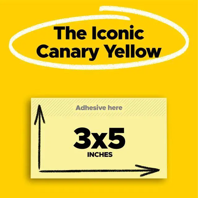 Alt view image 2 of 6 - Super Sticky Notes, 3 x 5 in, Canary Yellow, 12 Pads, 90 Sheets/Pad
