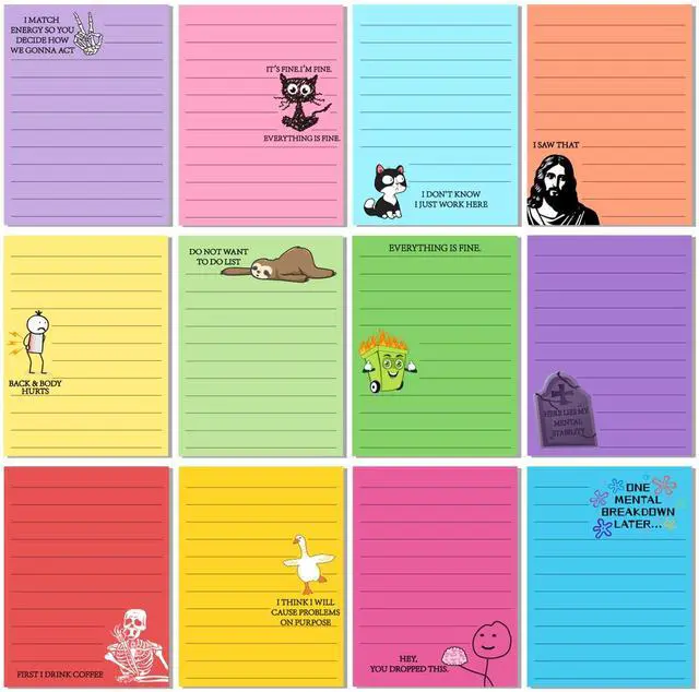 Main image of Funny Sticky Notes for Work 4x3 Inches Sarcastic Self Adhesive Notepads Novelty Memo Pads for Office Coworker Gifts Employee Appreciation Supplies(Funny-Lines,Multi Color)