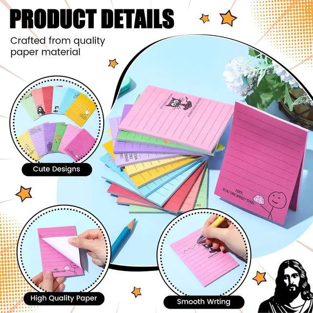 Alt view image 3 of 7 - Funny Sticky Notes for Work 4x3 Inches Sarcastic Self Adhesive Notepads Novelty Memo Pads for Office Coworker Gifts Employee Appreciation Supplies(Funny-Lines,Multi Color)