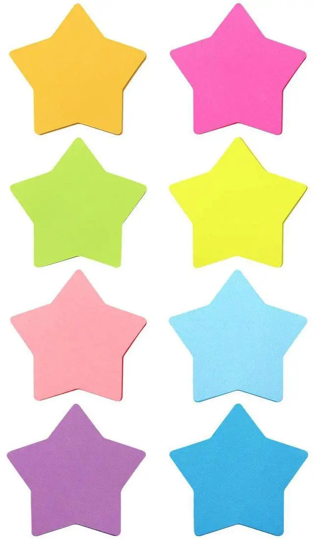 Main image of Star Shape Sticky Notes 3x3 Inch, 8 Bright Colors, 600 Sheets