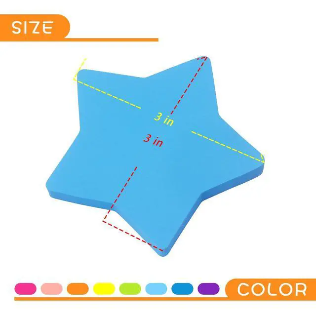 Alt view image 4 of 7 - Star Shape Sticky Notes 3x3 Inch, 8 Bright Colors, 600 Sheets
