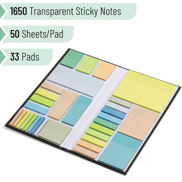 Alt view image 2 of 7 - Transparent Sticky Notes Set, 1650 Sheets