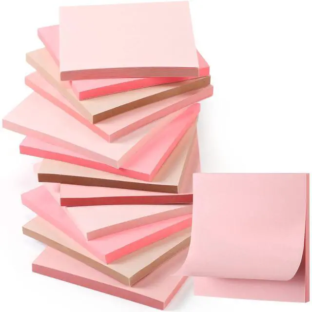 Main image of Pink Sticky Notes 3''x3'', Self Stick Notes Pads Pink Office Supplies, Vintage Aesthetic School Accessories 50 Sheets/pad