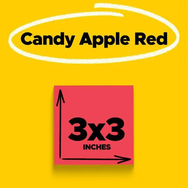Alt view image 2 of 6 - Super Sticky Notes, 3 x 3 in, Red, 5 Lined Pads