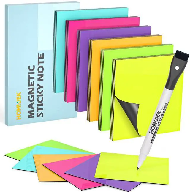 Main image of Reusable Magnetic Sticky Notes, (30 Pack, 3x3 in) Dry Erase Magnets Magnetic Labels with Marker, Easy to Post Notes for Whiteboard, Fridge, Locker, Cabinet, Door - Office & Classroom Supplies