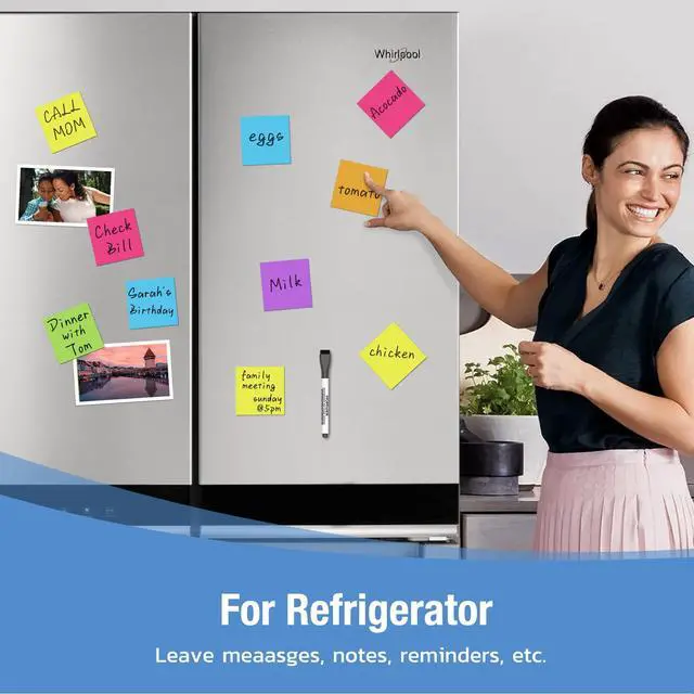 Alt view image 4 of 6 - Reusable Magnetic Sticky Notes, (30 Pack, 3x3 in) Dry Erase Magnets Magnetic Labels with Marker, Easy to Post Notes for Whiteboard, Fridge, Locker, Cabinet, Door - Office & Classroom Supplies