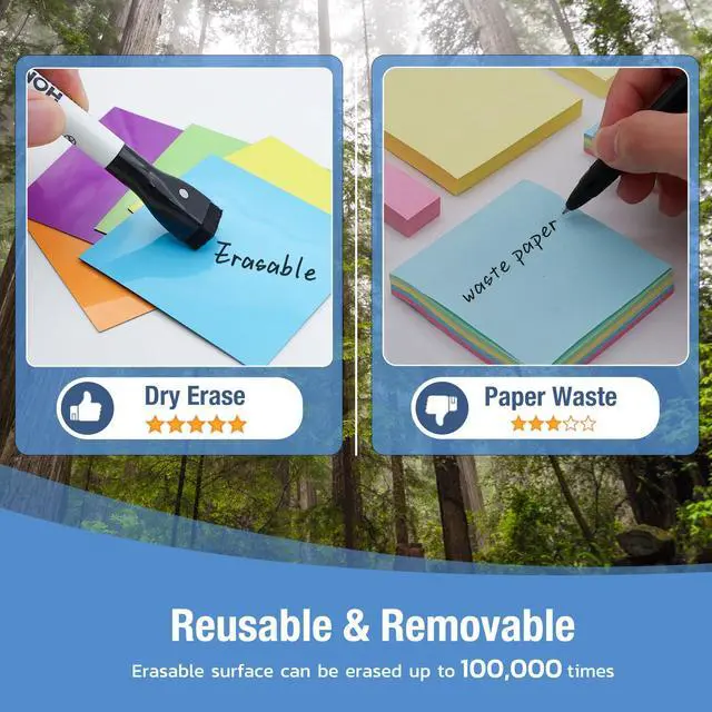 Alt view image 6 of 6 - Reusable Magnetic Sticky Notes, (30 Pack, 3x3 in) Dry Erase Magnets Magnetic Labels with Marker, Easy to Post Notes for Whiteboard, Fridge, Locker, Cabinet, Door - Office & Classroom Supplies