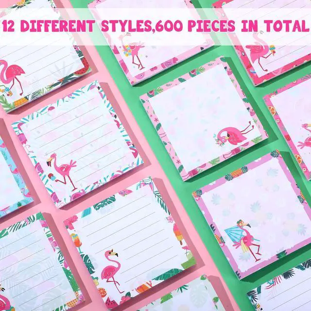 Alt view image 3 of 7 - Flamingo Sticky Notes Bulk Pink Funny Flamingo Desk Accessories Office Supplies Party Favors Cute Animals Notepad Gifts for Women, 600 Sheets in Total