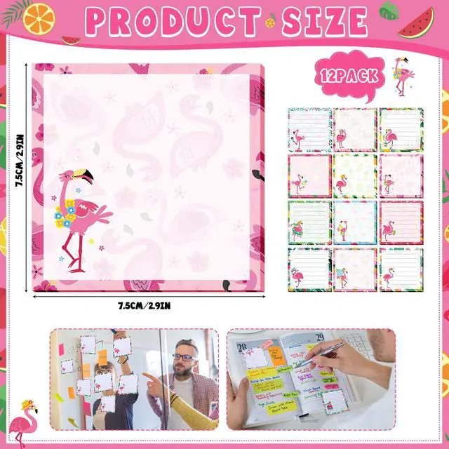 Alt view image 2 of 7 - Flamingo Sticky Notes Bulk Pink Funny Flamingo Desk Accessories Office Supplies Party Favors Cute Animals Notepad Gifts for Women, 600 Sheets in Total