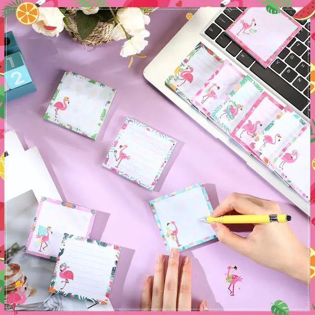Alt view image 5 of 7 - Flamingo Sticky Notes Bulk Pink Funny Flamingo Desk Accessories Office Supplies Party Favors Cute Animals Notepad Gifts for Women, 600 Sheets in Total