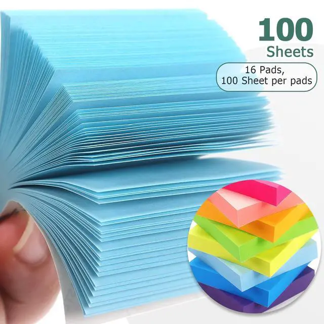 Alt view image 4 of 7 - Sticky Notes 2x2 in, 16 Pads, 8 Bright Colors, 100 Sheets/Pads