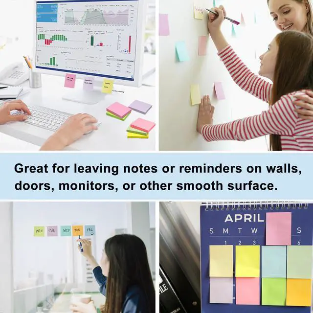 Alt view image 7 of 7 - Sticky Notes 1.5x2 in,2160 Sheets Pastel Small Self-Stick Note Pads