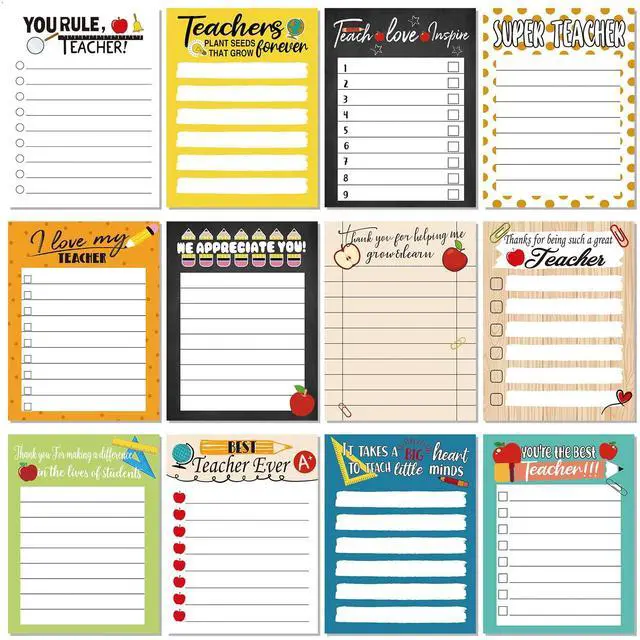 Main image of Back to School Gifts Teacher Appreciation Notepad Gift Sets Lined Notepads to Do List Memo Notepads for Back to School First Day Colored Cute Sticky Paper Notes Supplies(Cute Style)