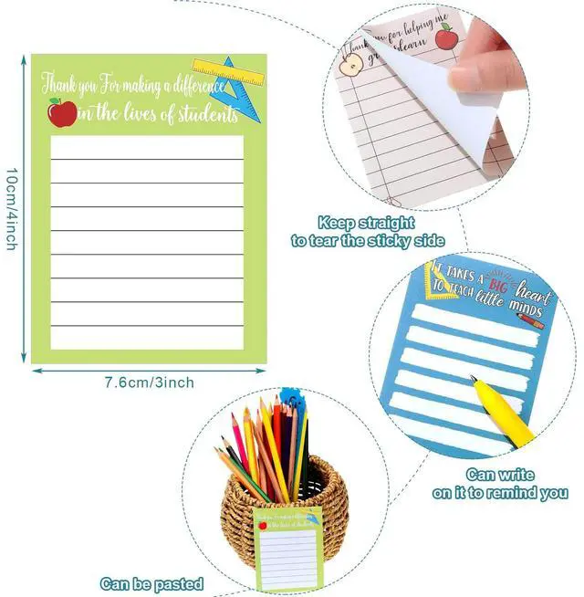 Alt view image 2 of 7 - Back to School Gifts Teacher Appreciation Notepad Gift Sets Lined Notepads to Do List Memo Notepads for Back to School First Day Colored Cute Sticky Paper Notes Supplies(Cute Style)