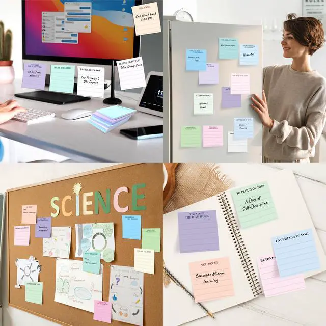 Alt view image 7 of 7 - 18 PCS Inspirational Sticky Notes with Lines, Adhesive Note Pads Motivational Fun Notepads, Employee Appreciation Gifts Bulk for Teacher, Nurse, Coworkers, Office, Work & Study Supplies (3 x 3)