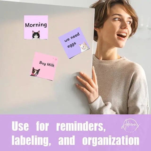 Alt view image 3 of 7 - 9 Pads Cute Sticky Notes Set, 3" x 3" Black Cat Self Stick Notepads, Funny Sticky Notes Set, Cat Stationery, Kawaii Adhesive Memo Pads, Cat Lover Gifts, Office Decor Desk Accessories, School Supplies