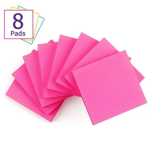 Alt view image 2 of 7 - Sticky Notes 3x3 in, Self-Adhesive, 8 Pads, 80 Sheets/Pad (Rose Red)