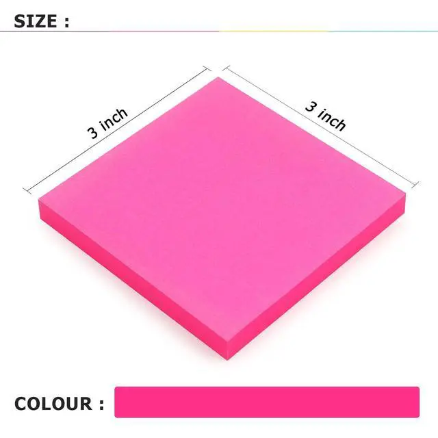 Alt view image 3 of 7 - Sticky Notes 3x3 in, Self-Adhesive, 8 Pads, 80 Sheets/Pad (Rose Red)
