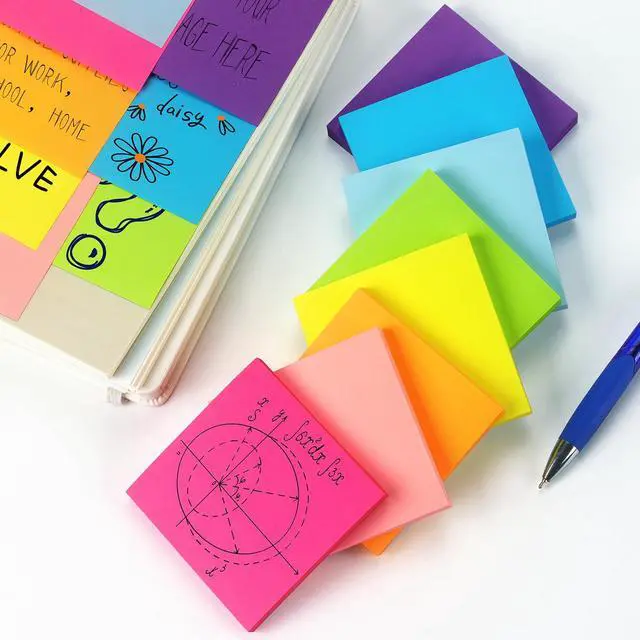 Alt view image 7 of 7 - Sticky Notes 3x3 in, Bright Colors Self-Stick Pads, 8 Pads, 85 Sheets/Pad
