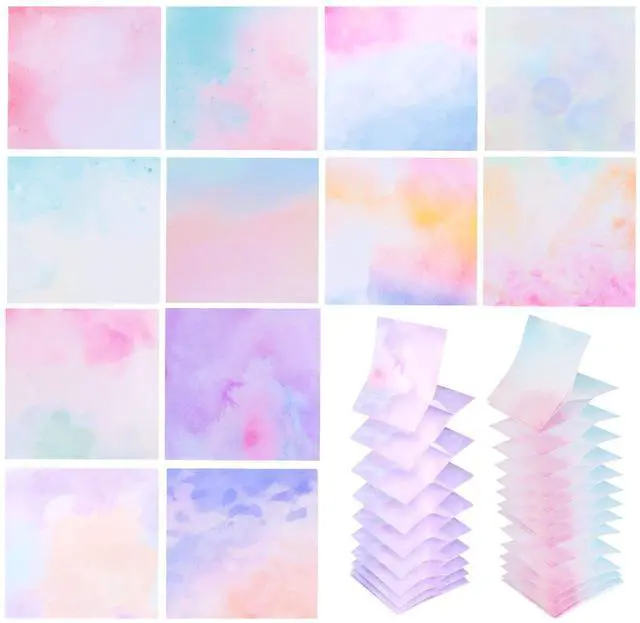Main image of 12 Pads Pop up Sticky Notes, 3x3 Cute Gradient Watercolor Self Stick Notes Pads, Multi Color Super Adhesive Memo Pads Refills, Easy to Post Paper Home Office Notebooks Supplies Accessories