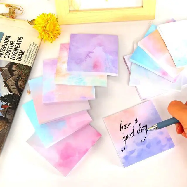 Alt view image 3 of 7 - 12 Pads Pop up Sticky Notes, 3x3 Cute Gradient Watercolor Self Stick Notes Pads, Multi Color Super Adhesive Memo Pads Refills, Easy to Post Paper Home Office Notebooks Supplies Accessories