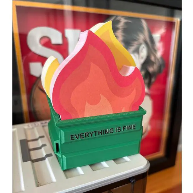 Alt view image 2 of 6 - Garbage Can Fire Sticky Notes Office Supplies Flame Notepads Desk Accessories Funny White Elephant Gifts for Coworker Boss Teacher Women Men Adult 300 Sheets