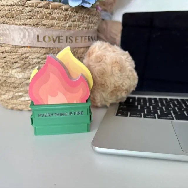 Alt view image 5 of 6 - Garbage Can Fire Sticky Notes Office Supplies Flame Notepads Desk Accessories Funny White Elephant Gifts for Coworker Boss Teacher Women Men Adult 300 Sheets