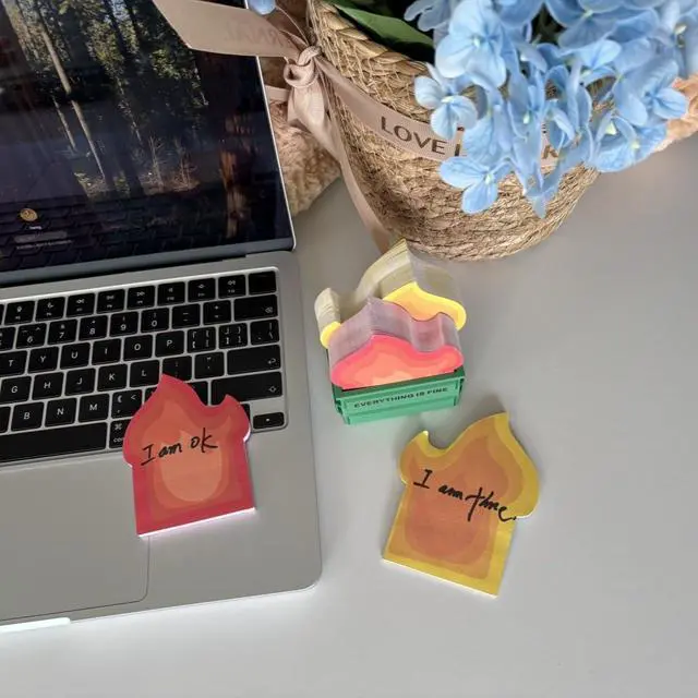 Alt view image 3 of 6 - Garbage Can Fire Sticky Notes Office Supplies Flame Notepads Desk Accessories Funny White Elephant Gifts for Coworker Boss Teacher Women Men Adult 300 Sheets