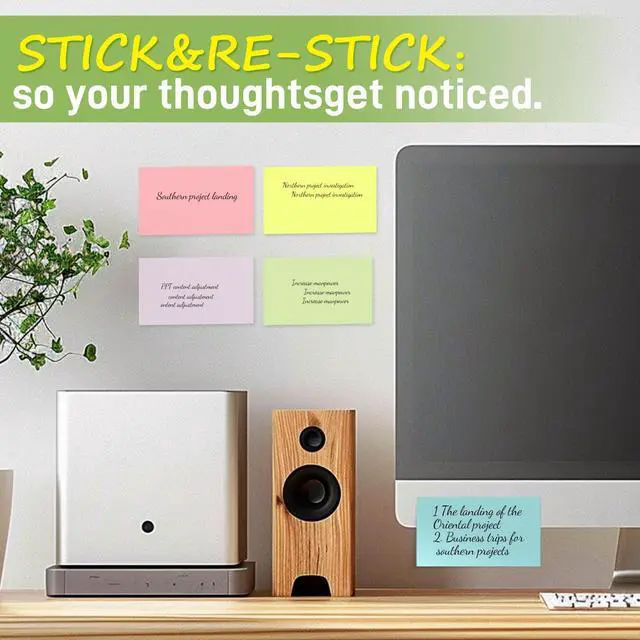 Alt view image 5 of 7 - 480 Sheets 3x5 Inches Large Sticky Notes,Self-Stick Post Stickies Colorful Super Sticking Power Memo Pads for Teacher Supply,School and Office