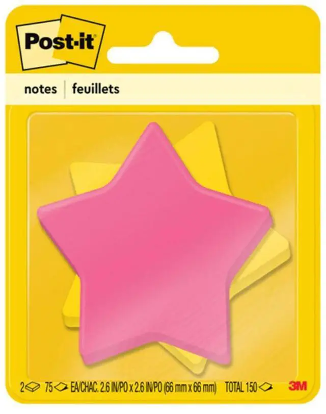 Main image of Notes, Star Shape, Assorted Colors, 2.6x2.6 in, 2 Pads, 75 Sheets/Pad (7350-STR)