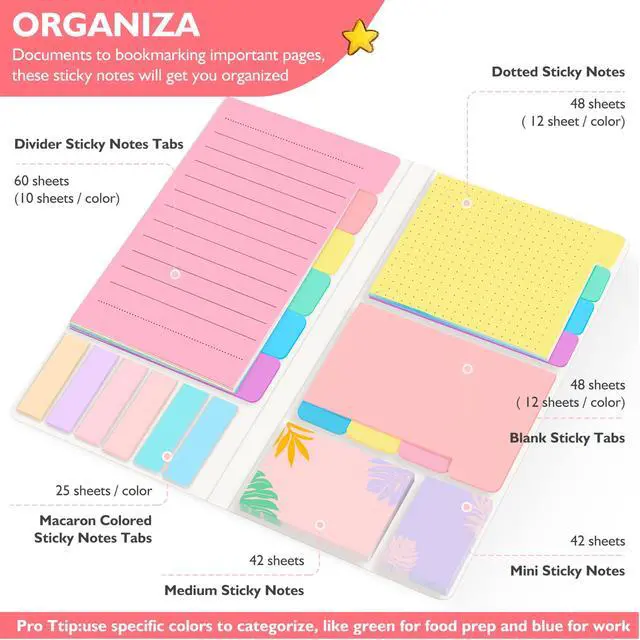 Alt view image 3 of 7 - Sticky Notes Set, Post Self-Stick Notes Pads for Journaling Notebook Planner Study, Office Supplies College Essentials Back to School Supplies for High School Students Teen Girl Gifts Preppy