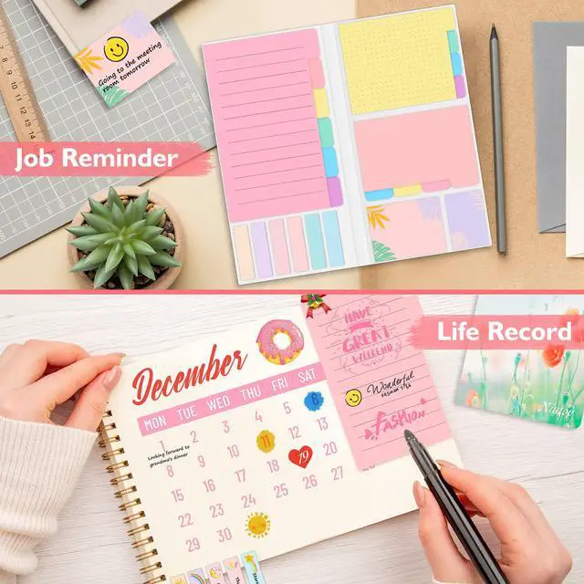 Alt view image 6 of 7 - Sticky Notes Set, Post Self-Stick Notes Pads for Journaling Notebook Planner Study, Office Supplies College Essentials Back to School Supplies for High School Students Teen Girl Gifts Preppy