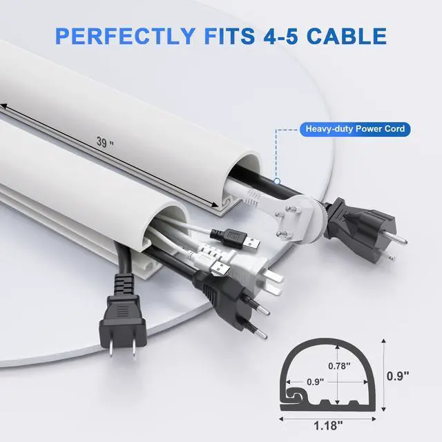 Alt view image 3 of 7 - Cord Hider, 39" Cable Hider, Cord Covers for Wires on Wall, Fits 3 Cables