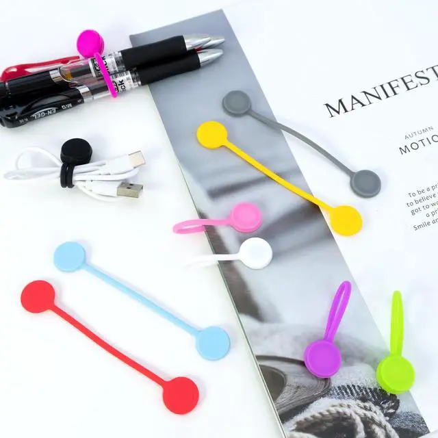 Alt view image 5 of 6 - Reusable Magnetic Cable Ties Magnetic Cable Ties Silicone Cable Straps Wire Organizer for Earphone Phone Charger Audio Cable 10 Colors Silicone Cable Clips for Office, School, Home