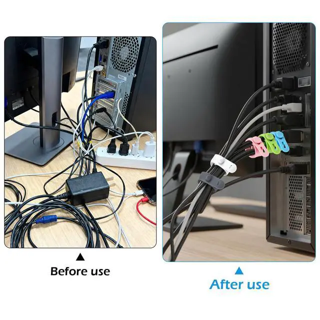 Alt view image 5 of 7 - Silicone Cable Ties, Cord Organizer Ties, Cord Ties Reusable, Cord Wrap Cable Organizer 5Inch Cable Management 10 Pcs (5 Color) Cbfoeyk