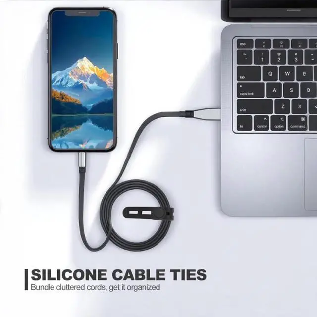 Alt view image 6 of 6 - Silicone Cable Ties, Reusable Cord Organizers for Charger Cables, Hair Dryer, Home Office Desk, Flexible Cord Wraps for Electrical Wires Management