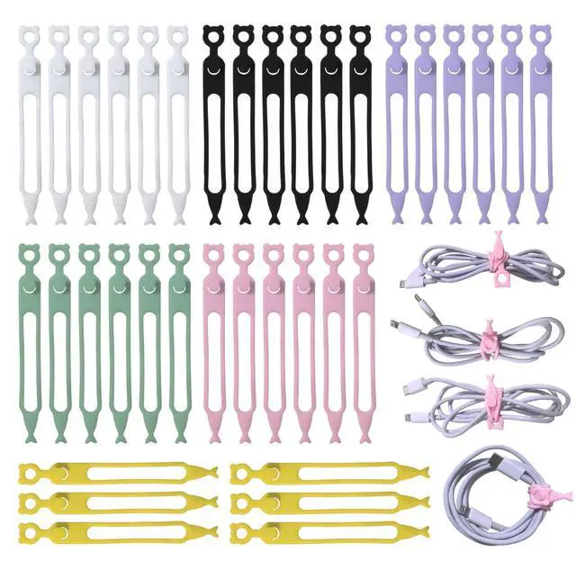 Main image of 36PCS Silicone Cable Ties,Reusable Weatherproof Travel Cable Organizer,High Elasticity Wraps for Bundling Earphone,Phone Charger,Computer Cords,Wire Straps in Home,Office,Kitchen,School